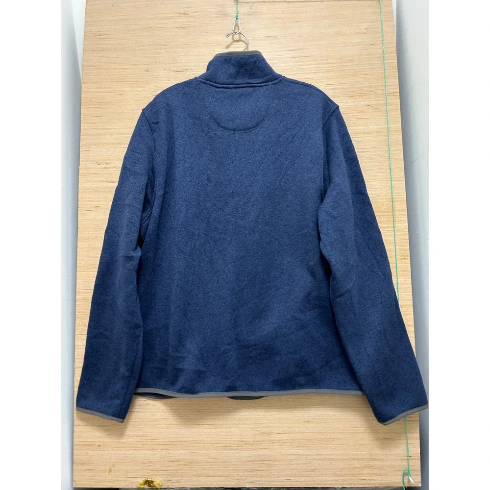 LL Bean Mens‎ XL Blue Sweater Fleece Pullover Snap Mock Neck